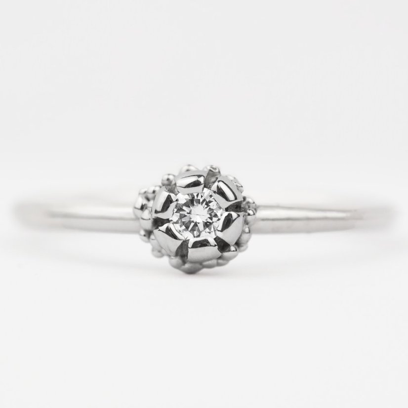 Zásnubní prsten Tulipán bílé zlato