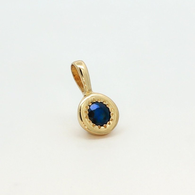 Přívěsek Birthstone Safír – září - Barva kovu: Žluté zlato