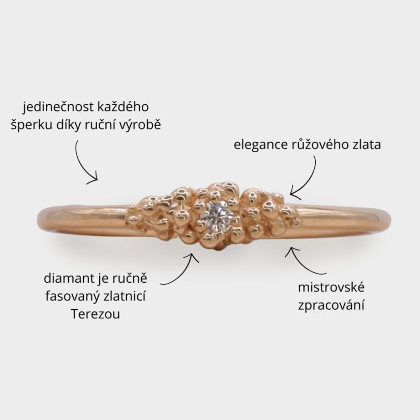 Prsten Granulace No.112 - Velikost prstenu: 56, Barva zlata: Růžové zlato