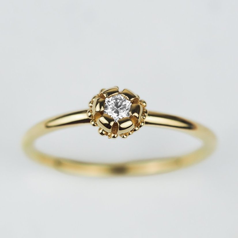 Tulipán prsten - Velikost prstenu: 55, Barva zlata: Žluté zlato