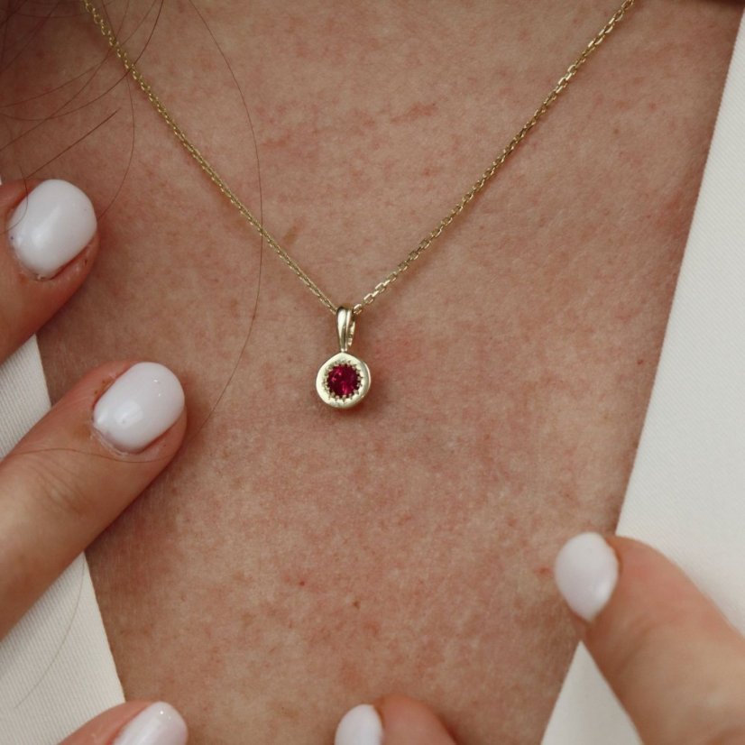 Přívěsek Birthstone Rubín – červenec - Barva kovu: Žluté zlato